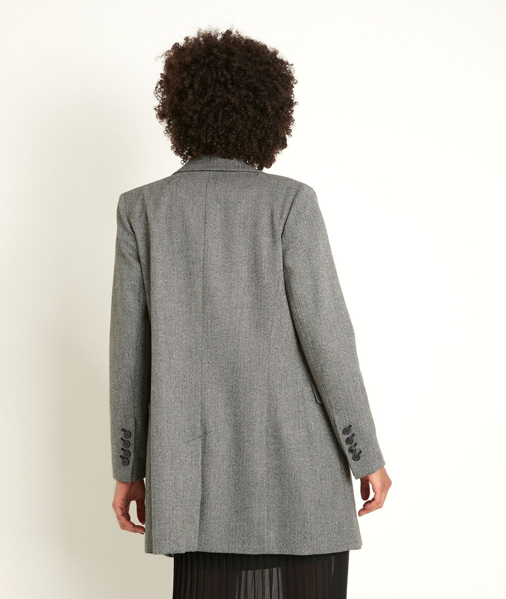 Veste longue à chevrons tracy gris perle.