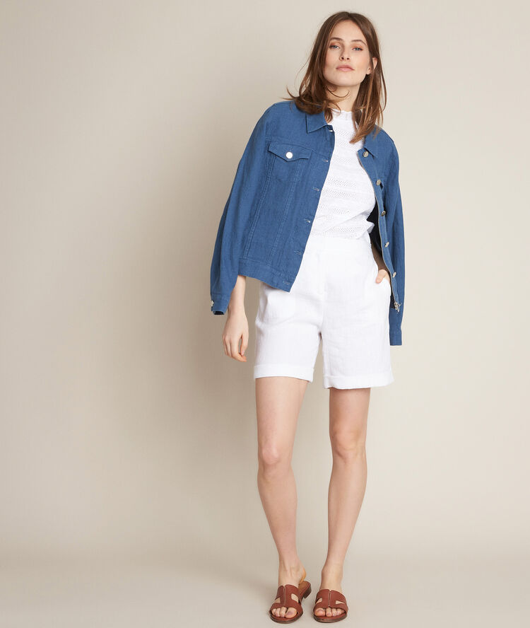 Short en lin blanc iago blanc.