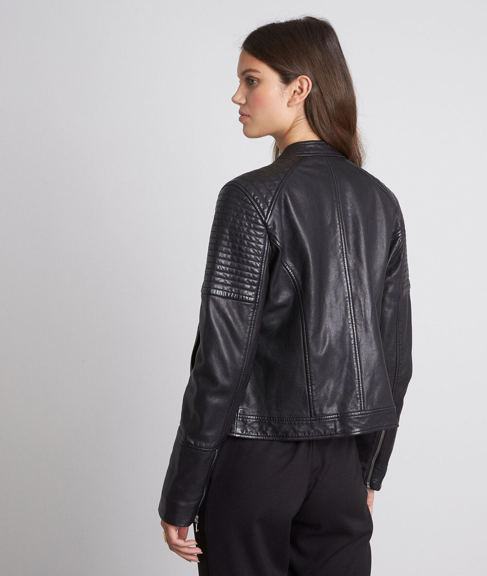 Blouson de motard en cuir noir ridley noir.