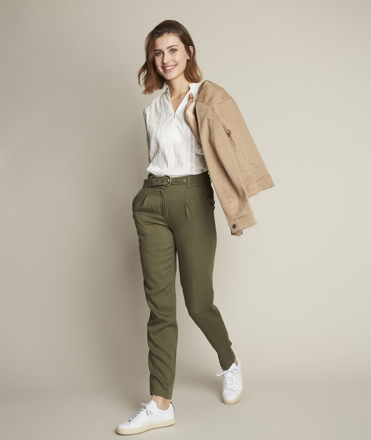 Chinohose aus tencel issel khaki.