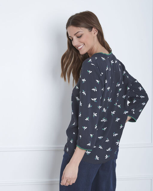 Blouse marine imprimé fleuri varna marine.