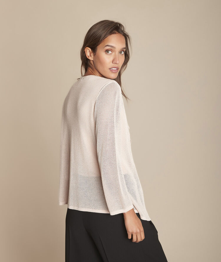 Gilet rose pâle viscose métallisé noisette violine.