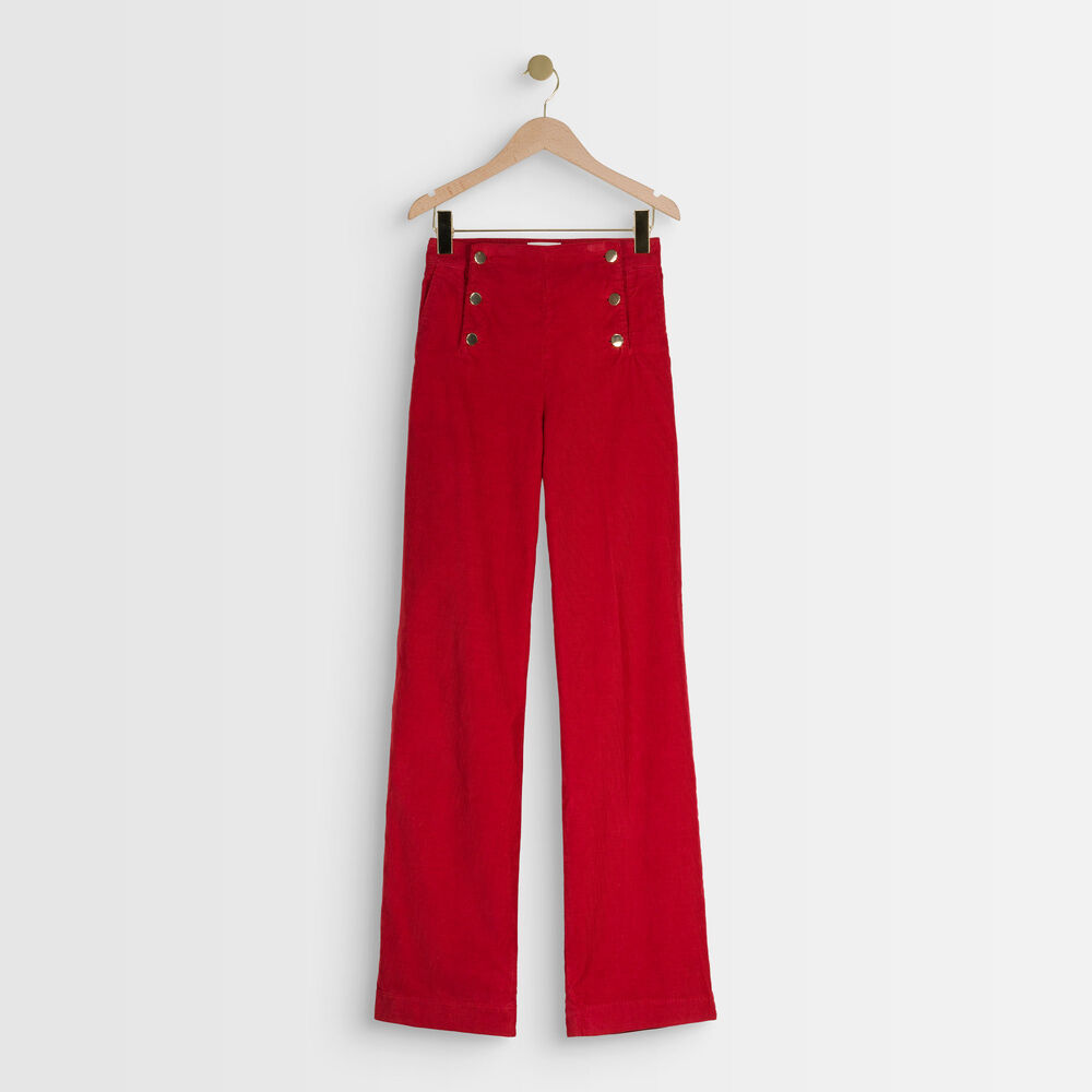 Pantalon à pont en velours rouge hubert tomette.