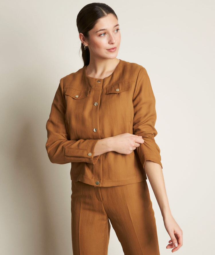 Veste courte camel en lyocell london camel.