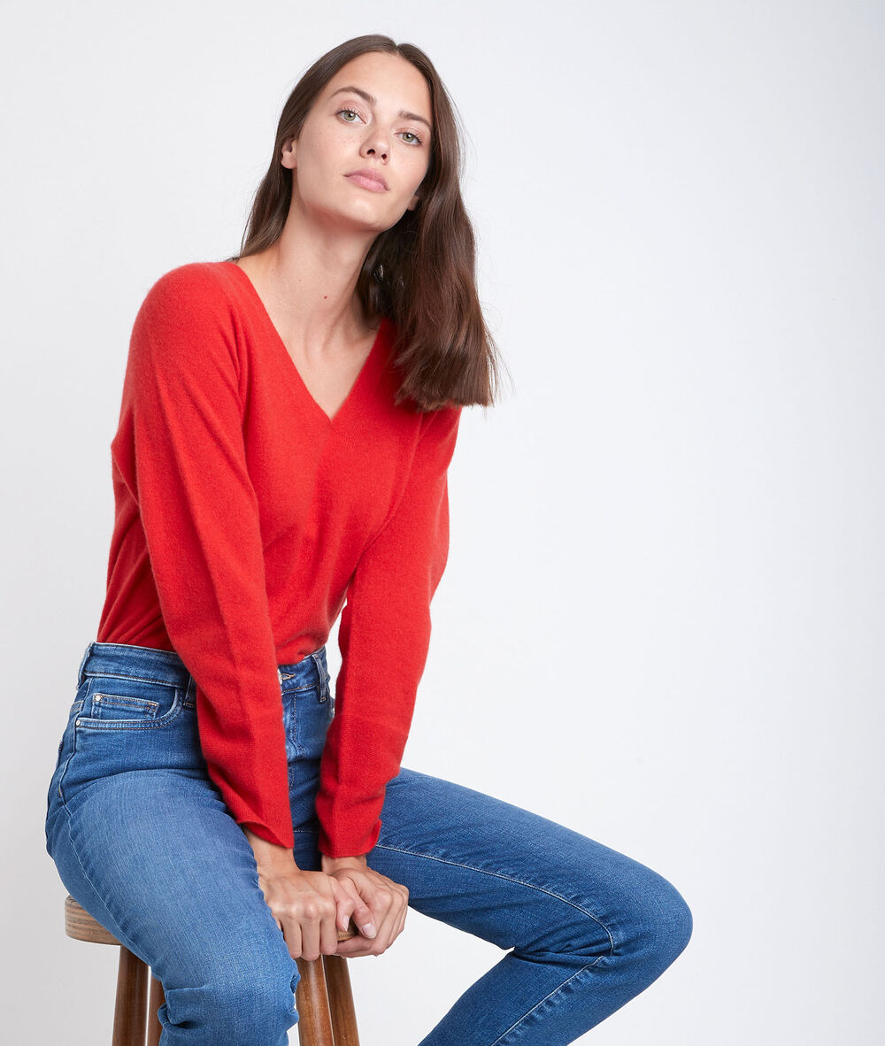Pull en cachemire orange ralph geranium.