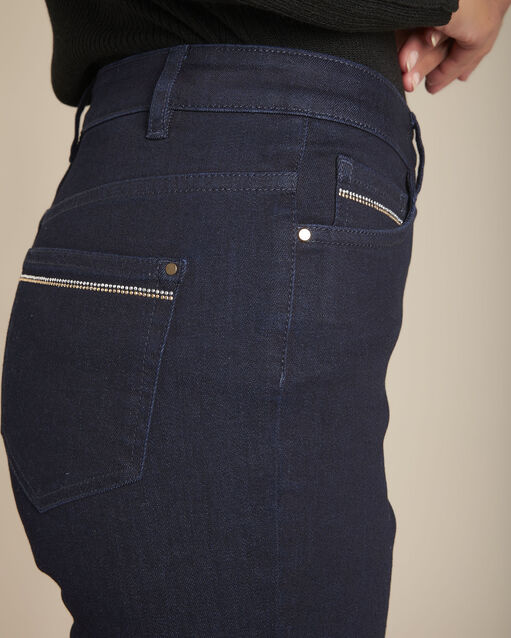 Le vintage flare : jean rinse saphir celadon.