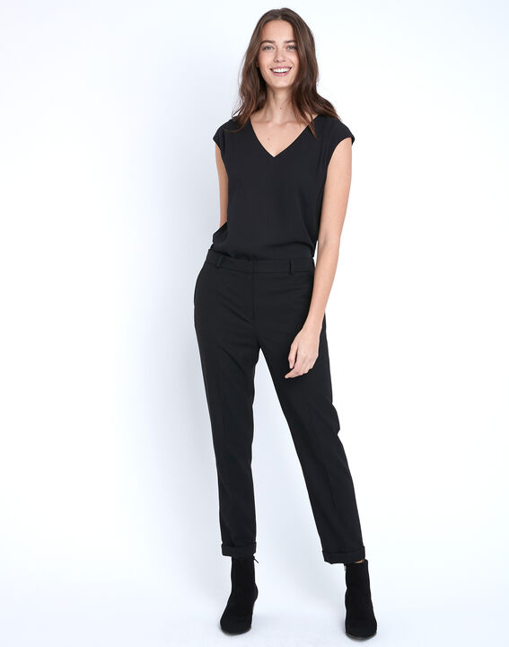 Schwarze Bluse V-Ausschnitt Neptune | 1-2-3 Schwarze Bluse V-Ausschnitt Neptune PhotoZ | 1-2-3