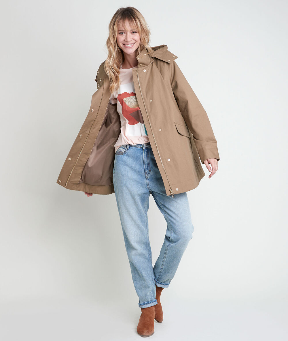 Beigefarbener parka aus baumwolle naelia amande.