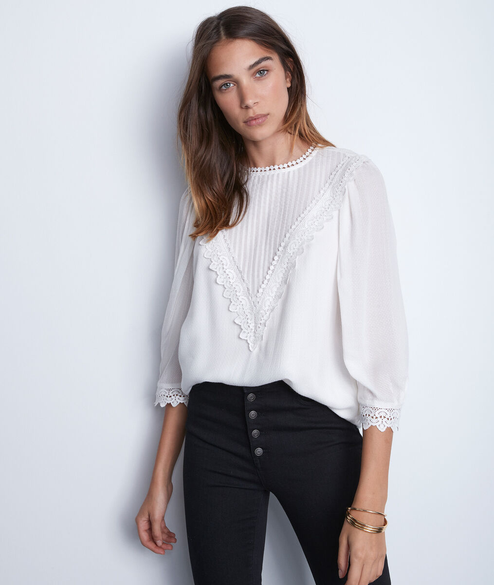 Blouse romantique en dentelle blanche Aude | 1-2-3 Blouse romantique en dentelle blanche Aude PhotoZ | 1-2-3