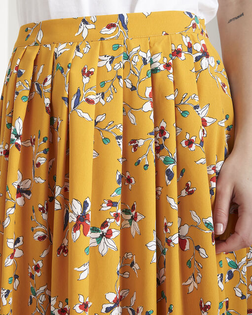 Jupe jaune imprimé fleuri selma bouton d`or.