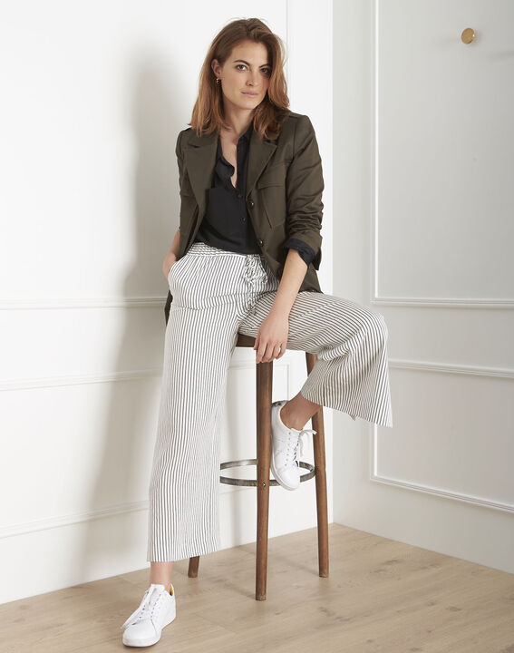 Pantalon blanc large rayé Goyave | 1-2-3 Pantalon blanc large rayé Goyave PhotoZ | 1-2-3