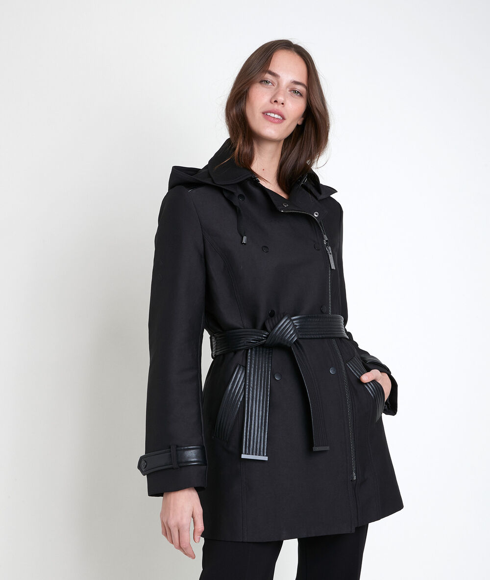Trench empi&egrave;cement faux cuir sakura noir.