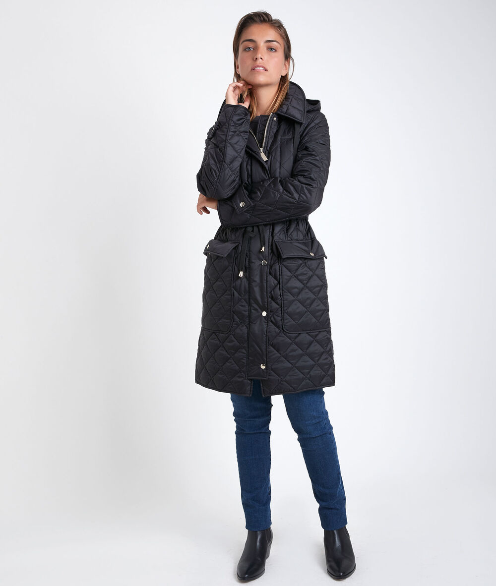 Parka longue à capuche bakura noir.