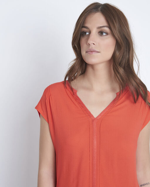 Blouse rouge bimatière vanissa geranium.
