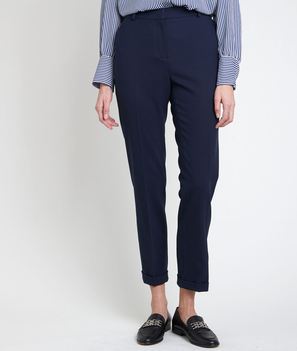Pantalon cigarette piqué marine Felix | 1-2-3 Pantalon cigarette piqué marine Felix PhotoZ | 1-2-3