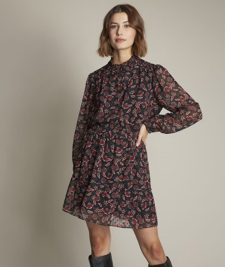 Blouse imprim&eacute;e eve marie noir.