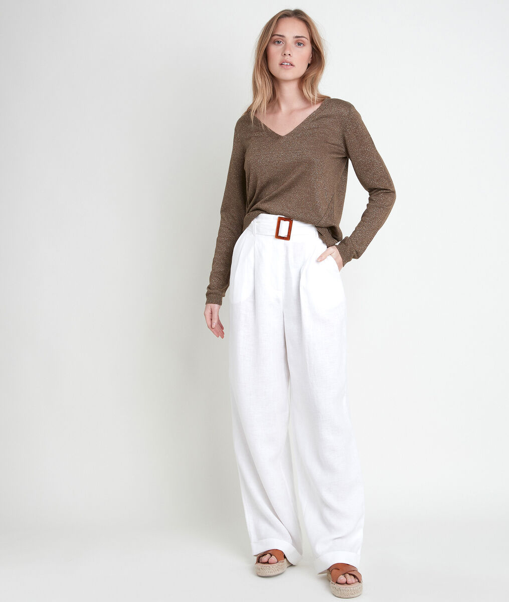 Glanzende kaki dunne trui Ryo | 1-2-3 Glanzende kaki dunne trui Ryo PhotoZ | 1-2-3