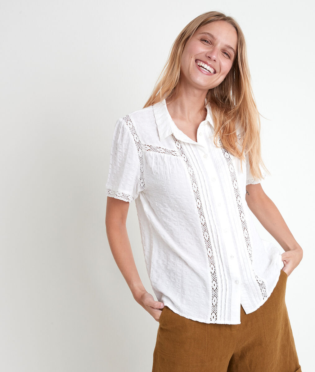 Blouse écrue en dentelle Tiliane | 1-2-3 Blouse écrue en dentelle Tiliane PhotoZ | 1-2-3