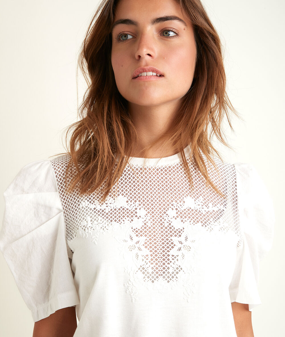 Kanten t-shirt diane ecru.
