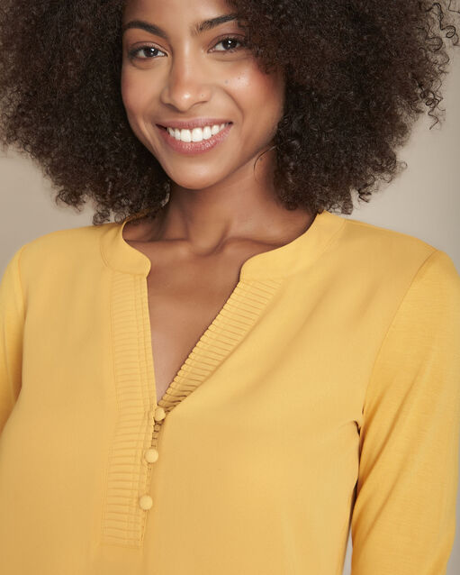 Blouse bimatière ambre mira ocre.