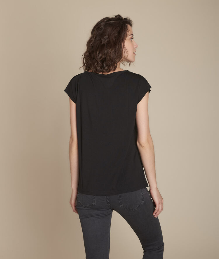 Tee-shirt noir drapé caline noir.