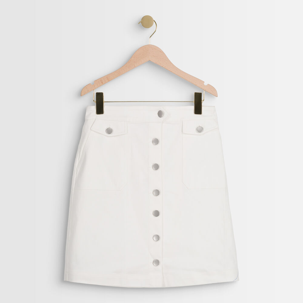 Jupe blanche boutonnée ambre ecru.