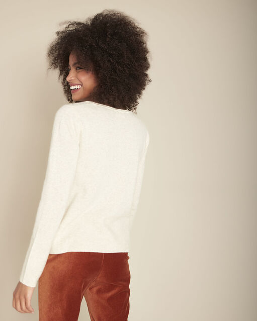 Pull col v cachemire greige fjord beige.
