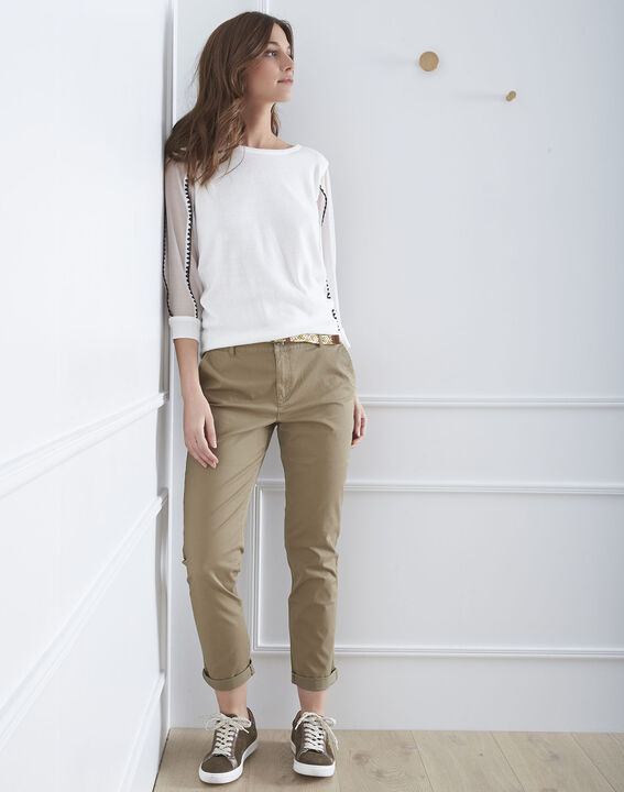 Pantalon kaki chino ceinture fantaisie Francis | 1-2-3 Pantalon kaki chino ceinture fantaisie Francis PhotoZ | 1-2-3