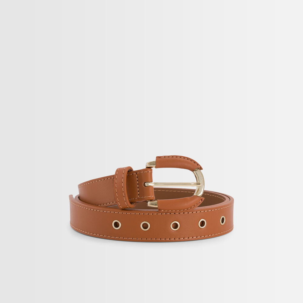 Ceinture en cuir havane eleonore bronze.