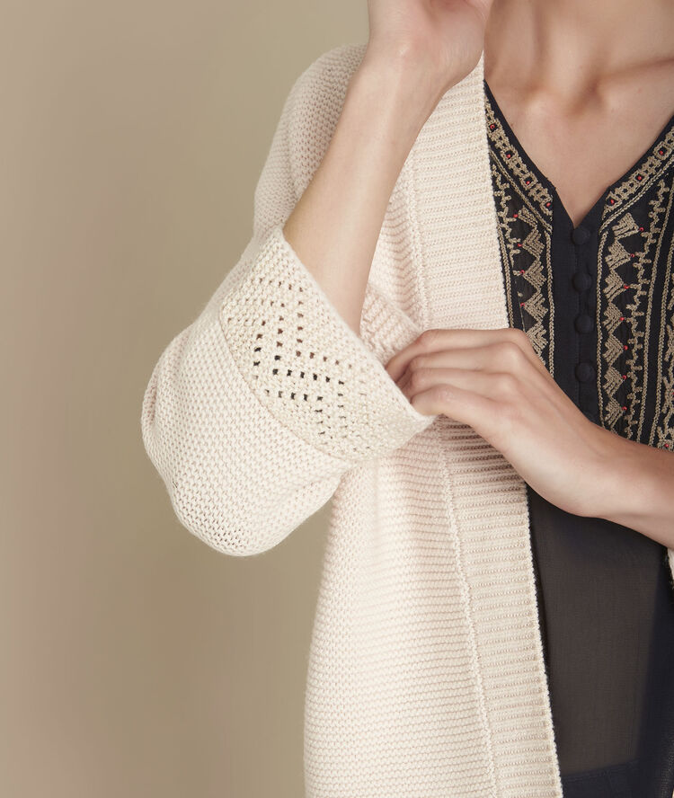 Gilet en maille poudre ficelle poudre.