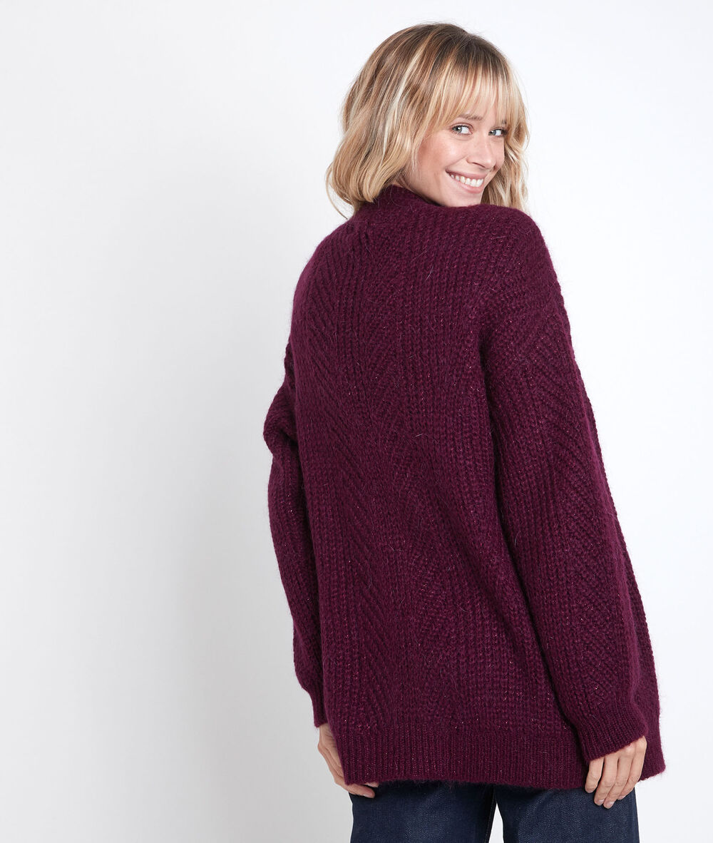 Weste aus gemischtem mohair granatrot rejane grenat.