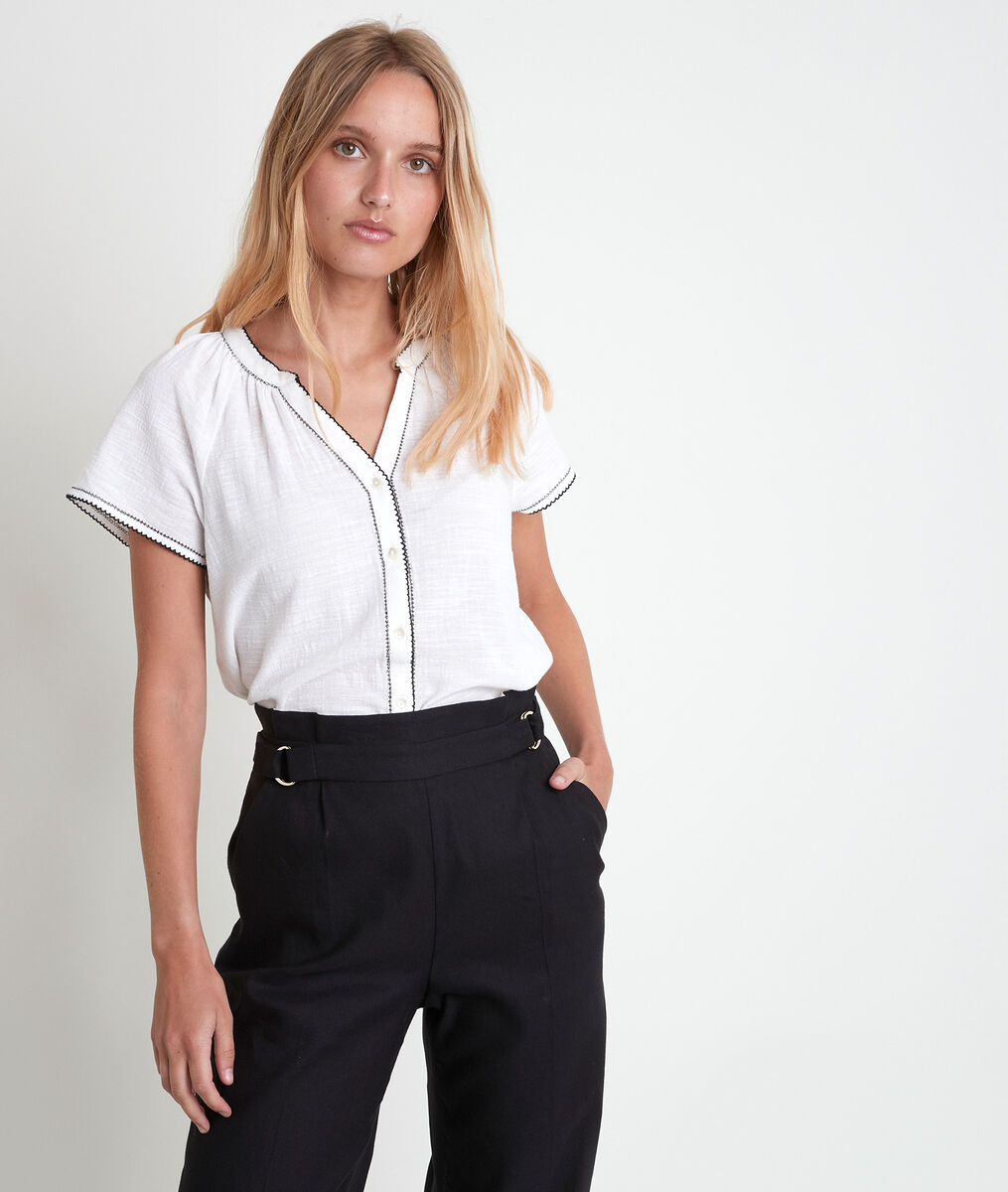Blouse écrue en coton Taline | 1-2-3 Blouse écrue en coton Taline PhotoZ | 1-2-3