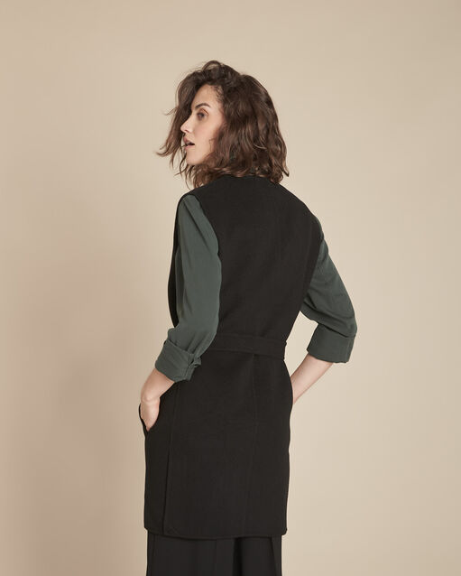 Gilet noir double face en laine mélangée tahira noir.