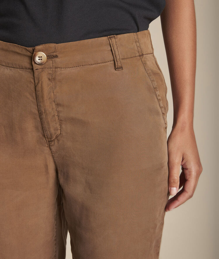 Pantalon marron cigarette en tencel edgar toffee.