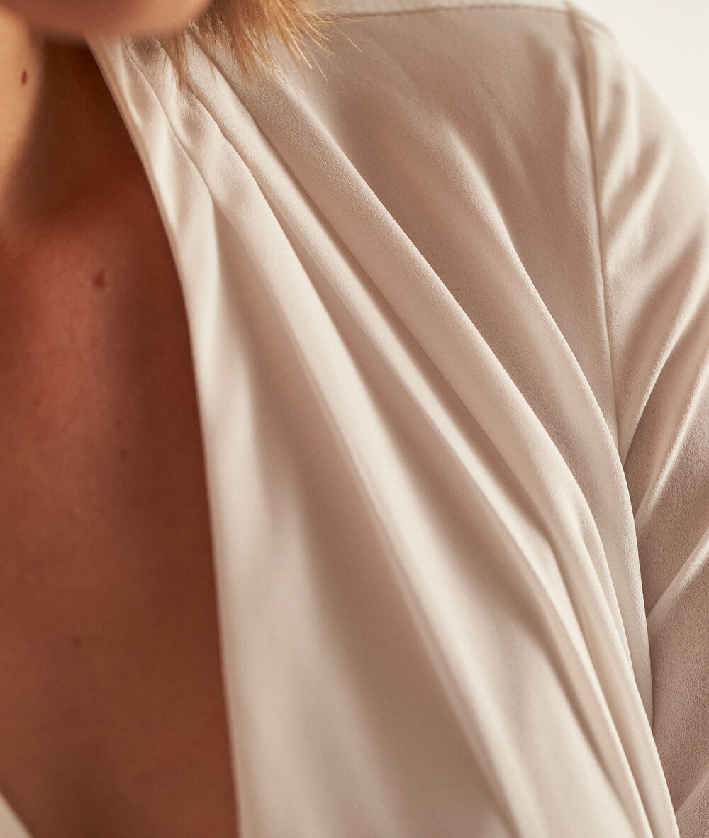 Blouse bimatière col v davina ecru.
