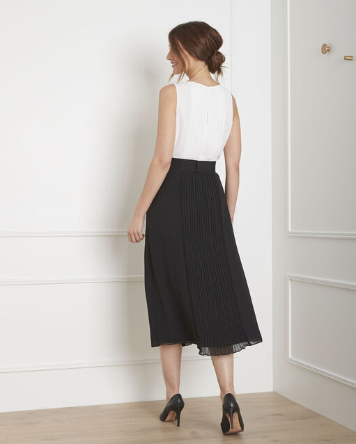 Robe noir & blanc plissée ceinture strass isabella noir/blanc.