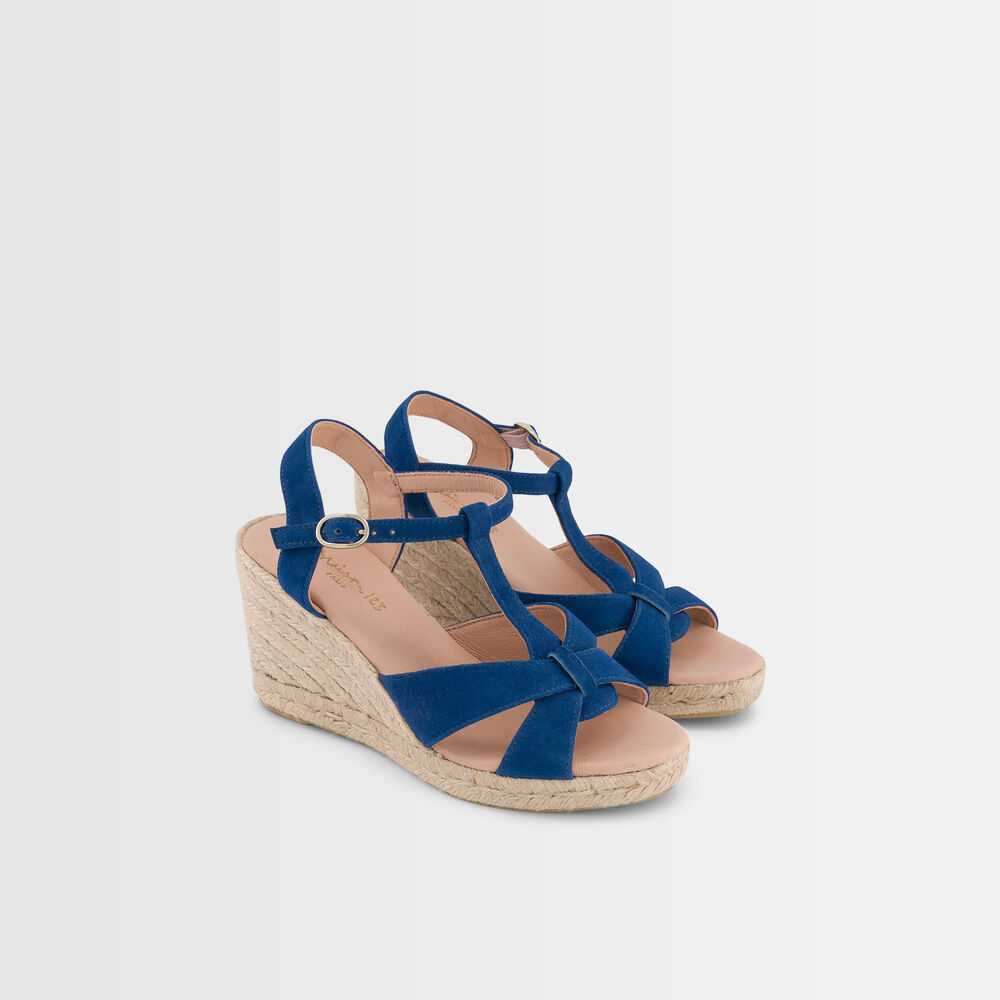 Espadrilles en cuir genesis bleu.