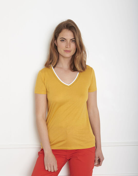 Gelbes T-Shirt Rippbündchen Passo | 1-2-3 Gelbes T-Shirt Rippbündchen Passo PhotoZ | 1-2-3