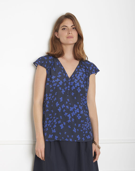 Blouse marine imprimé fleuri Var | 1-2-3 Blouse marine imprimé fleuri Var PhotoZ | 1-2-3
