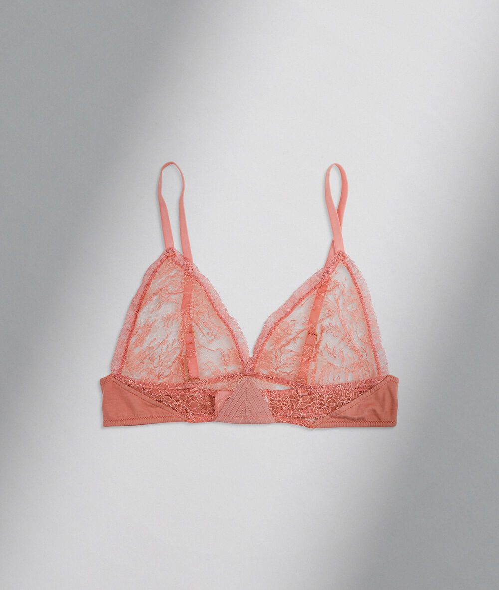 Soutien-gorge triangle en dentelle de calais rose chloé make up.