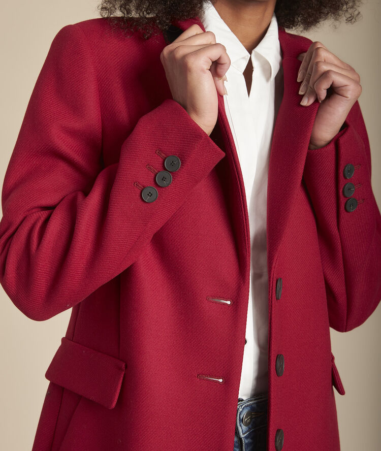 Manteau droit rouge en laine mélangée Plume Femme Maison 123