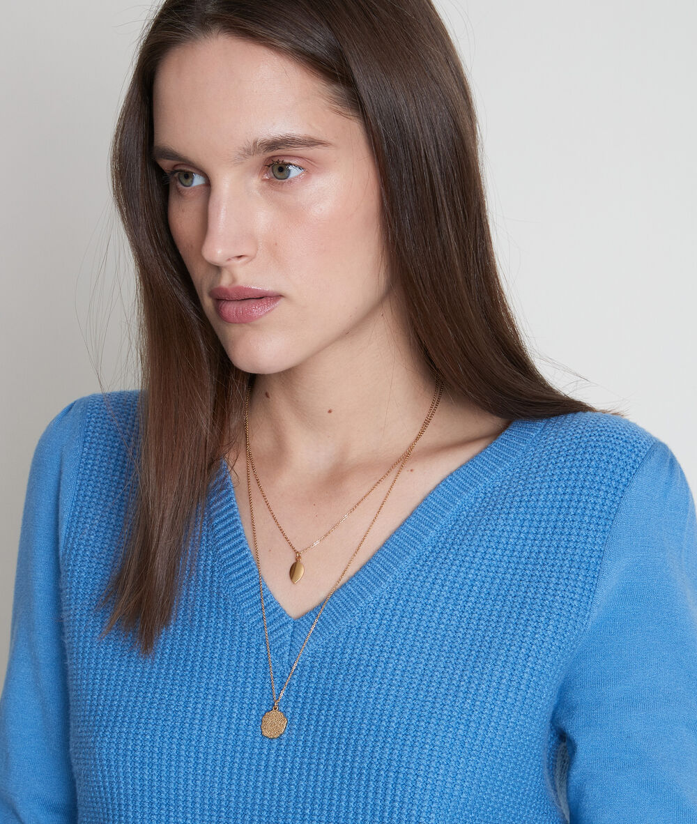 Pull en double maille bleu ciel théa bleu ciel.