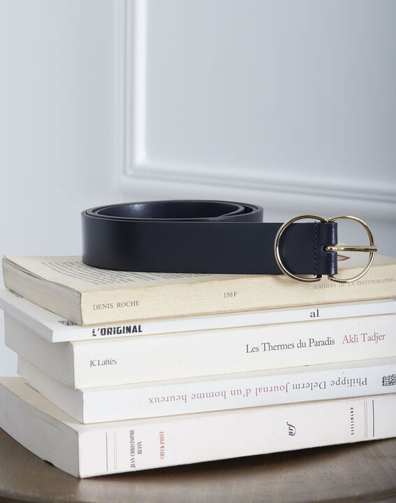 Ceinture bleue en cuir double boucle Katerine | 1-2-3 Ceinture bleue en cuir double boucle Katerine PhotoZ | 1-2-3