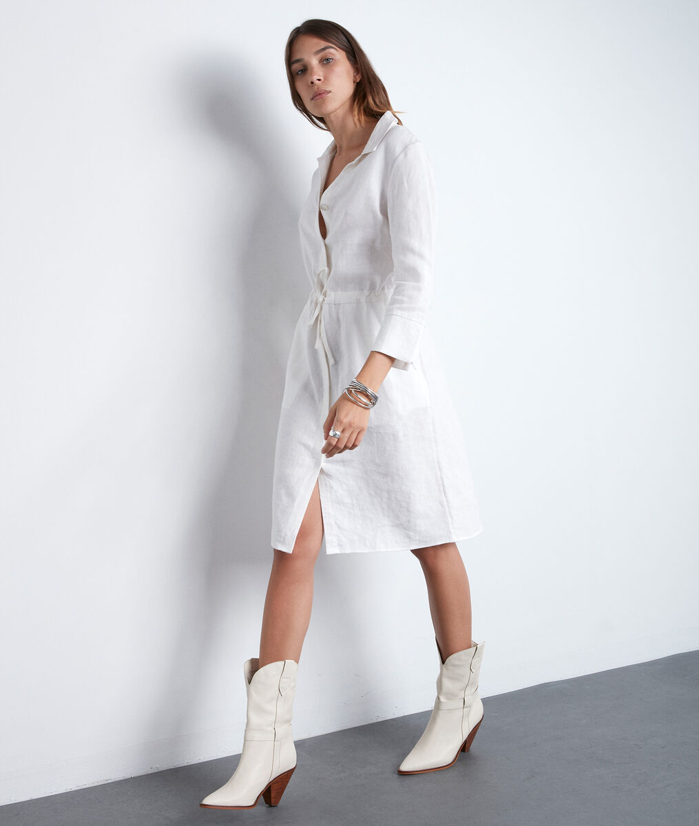 Robe chemise vanille en lin certifié Luna | 1-2-3 Robe chemise vanille en lin certifié Luna PhotoZ | 1-2-3