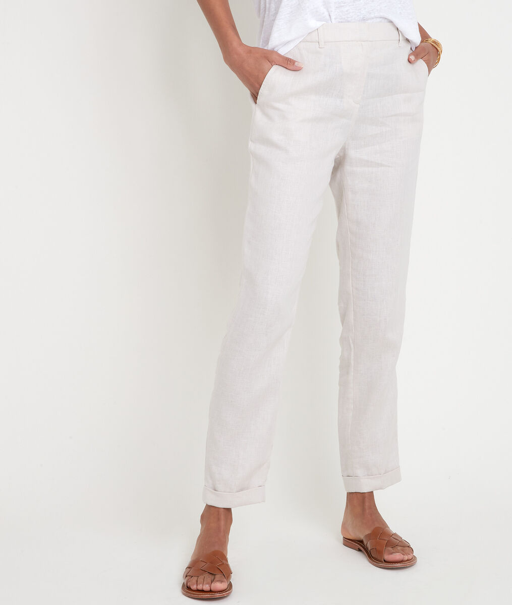Pantalon chino en lin beige Felix Bis | 1-2-3 Pantalon chino en lin beige Felix Bis PhotoZ | 1-2-3