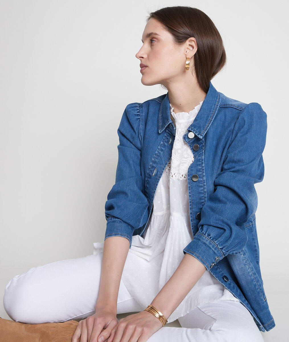 Veste saharienne en denim stone used Roma | 1-2-3 Veste saharienne en denim stone used Roma PhotoZ | 1-2-3