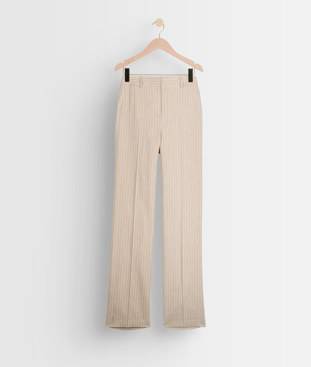 Pantalon large beige rayé milo beige.