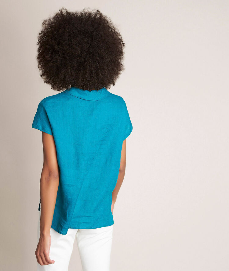 Top en lin estelle turquoise.