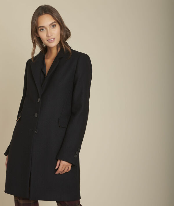 Straight-fit zwarte wollen jas Plume | 1-2-3 Straight-fit zwarte wollen jas Plume PhotoZ | 1-2-3