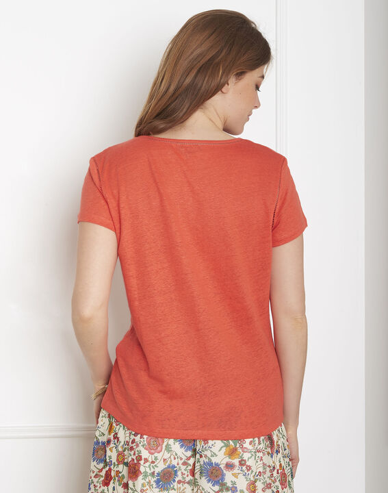 Tee-shirt orange jour échelle en lin Pin | 1-2-3 Tee-shirt orange jour échelle en lin Pin PhotoZ | 1-2-3